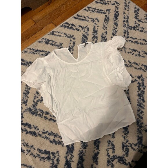 & OTHER STORIES Los Angeles Atelier White Flutter Sleeve Blouse - Picture 5 of 7